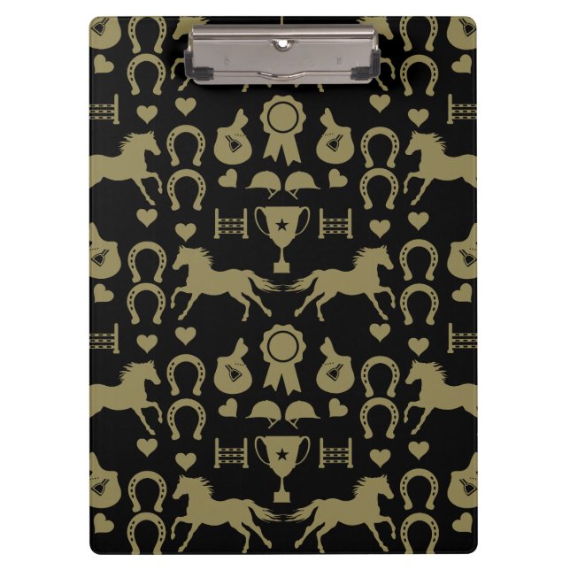 Gold Horseback Riding  Clipboard (Front)