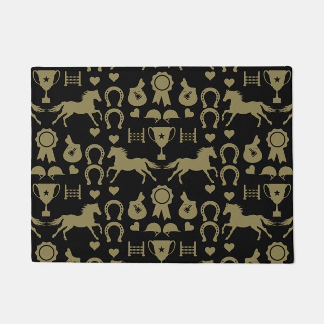 Gold Horseback Riding  Doormat (Front)