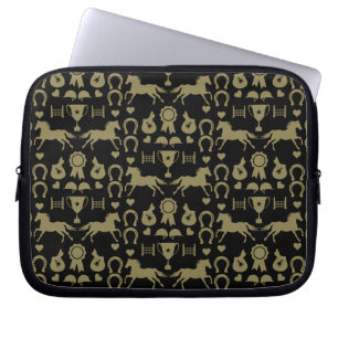 Gold Horseback Riding  Laptop Sleeve