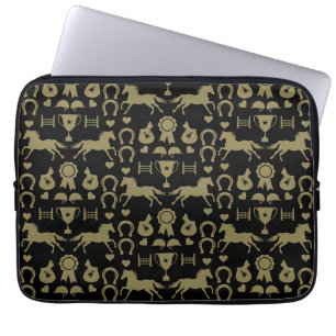 Gold Horseback Riding Laptop Sleeve