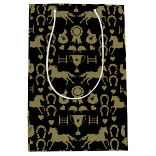 Gold Horseback Riding Medium Gift Bag