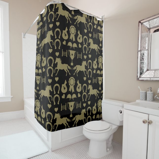 Gold Horseback Riding  Shower Curtain (In Situ)