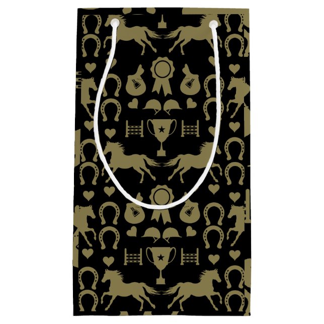 Gold Horseback Riding  Small Gift Bag (Front)