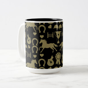 Gold Horseback Riding Two-Tone Coffee Mug