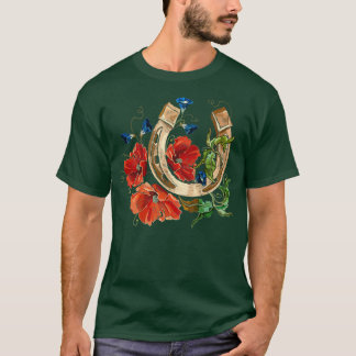 Gold horseshoe and red poppies 2 T-Shirt