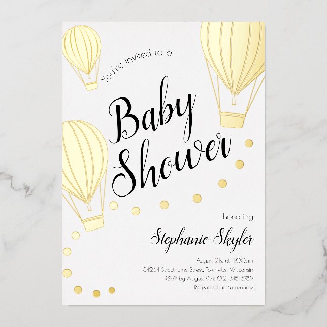 Gold Hot Air Balloon Baby Shower (Front)