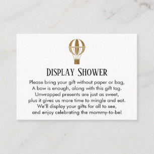 Gold Hot Air Balloon Display Shower Insert Card
