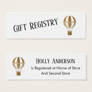 Gold Hot Air Balloon Simple Gift Registry Cards