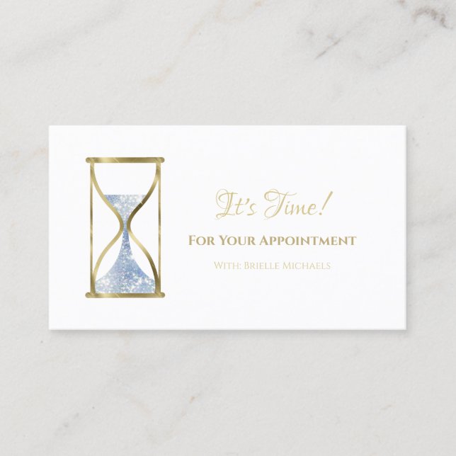 Gold Hourglass Appointment Reminder Card (Front)