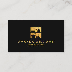 Gold House Cleaning Services Business Card