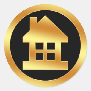 Gold House Icon Classic Round Sticker