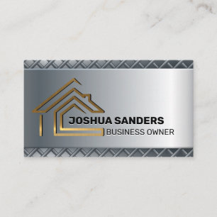 Gold House Line Logo   Real Estate Business Card