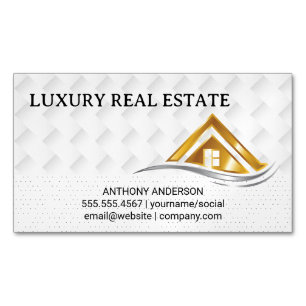 Gold House Logo Real Estate Logo Magnetic Business Card