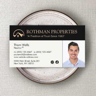 Gold House Logo Real Estate, Realtor Photo Busines Business Card
