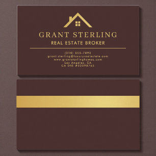 Gold House Real Estate Broker Burgundy Business Card