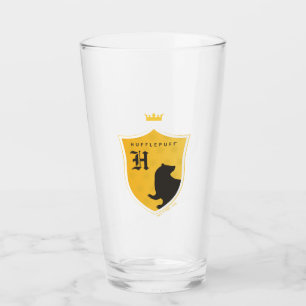Gold HUFFLEPUFF™ Outlined Crowned Crest Glass