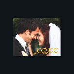 Gold Hugs and Kisses Wedding Photo Canvas Print<br><div class="desc">Elegant gold X's and O's accent your wedding photo on this canvas,  making it a perfect gift for yourself or your parents.</div>