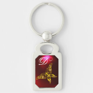 GOLD HYPER BUTTERFLY JEWEL,GEMSTONES MONOGRAM Red Key Ring