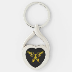 GOLD HYPER BUTTERFLY JEWEL WITH GEMSTONES ,Black Key Ring