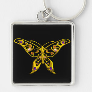 GOLD HYPER BUTTERFLY JEWEL WITH GEMSTONES ,Black Key Ring