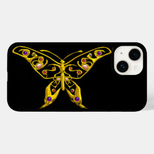 GOLD HYPER BUTTERFLY WITH GEMSTONES Black Case-Mate iPhone 14 Case