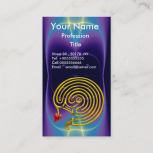 GOLD HYPER LABYRINTH / PURPLE TEAL LIGHT WAVES BUSINESS CARD