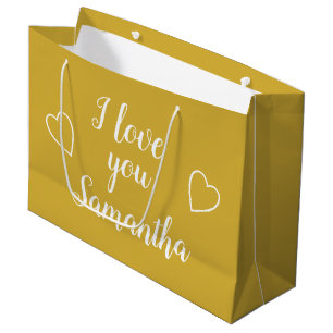Gold I Love You Personalized Name Large Gift Bag