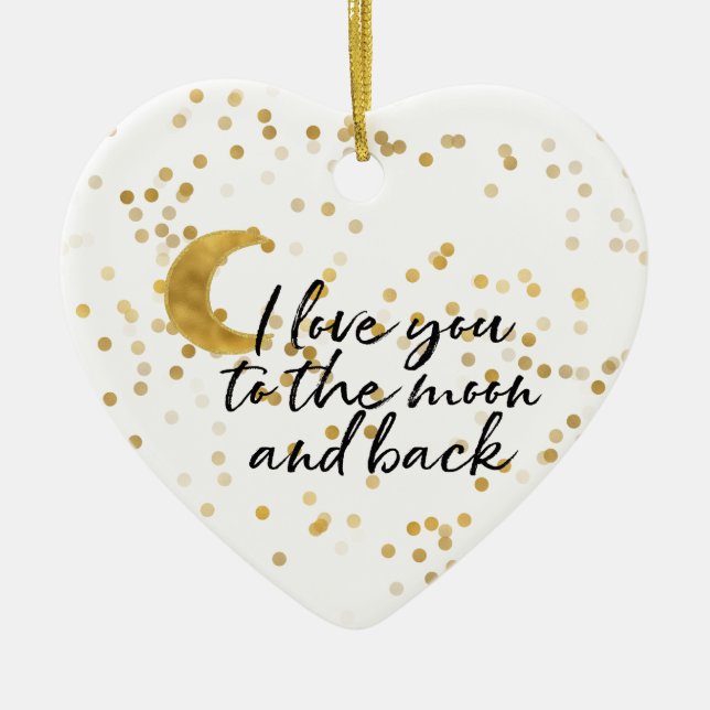Gold I love you to the moon Ceramic Tree Decoration (Front)