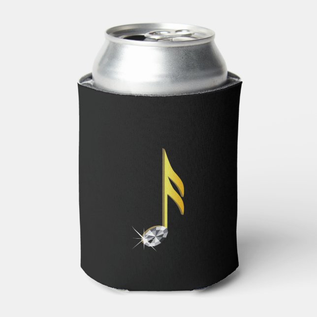 Gold Icon of a Musical Note 1/16 Can Cooler (Can Front)