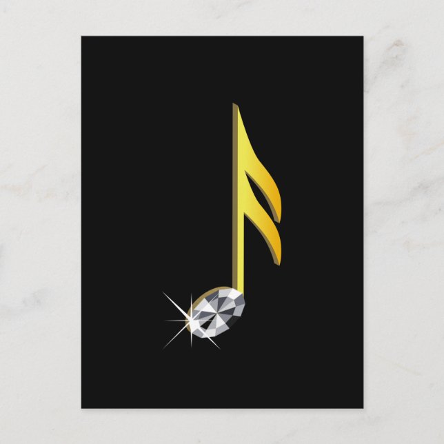 Gold Icon of a Musical Note 1/16 Postcard (Front)