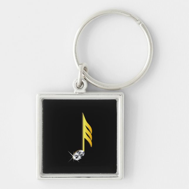 Gold Icon of a Musical Note 1/32 Key Ring (Front)