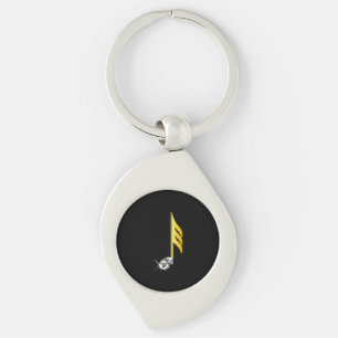 Gold Icon of a Musical Note 1/32 Key Ring