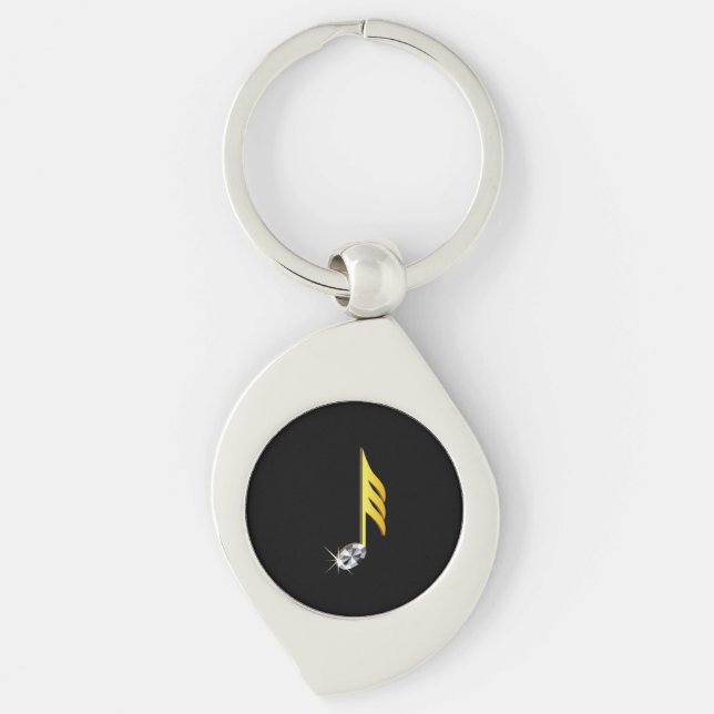 Gold Icon of a Musical Note 1/32 Key Ring (Front)