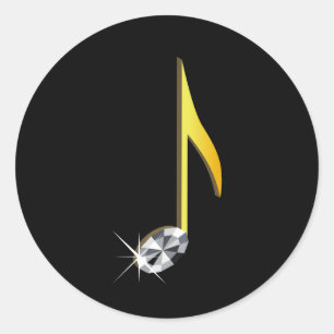 Gold Icon of a Musical Note 1/8 Classic Round Sticker
