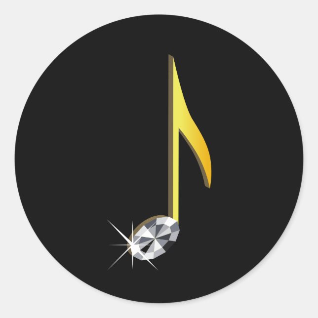 Gold Icon of a Musical Note 1/8 Classic Round Sticker (Front)