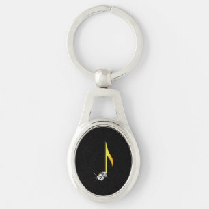 Gold Icon of a Musical Note 1/8 Key Ring
