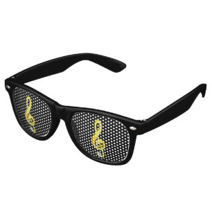 Gold Icon of a Musical Note G-Clef Retro Sunglasses