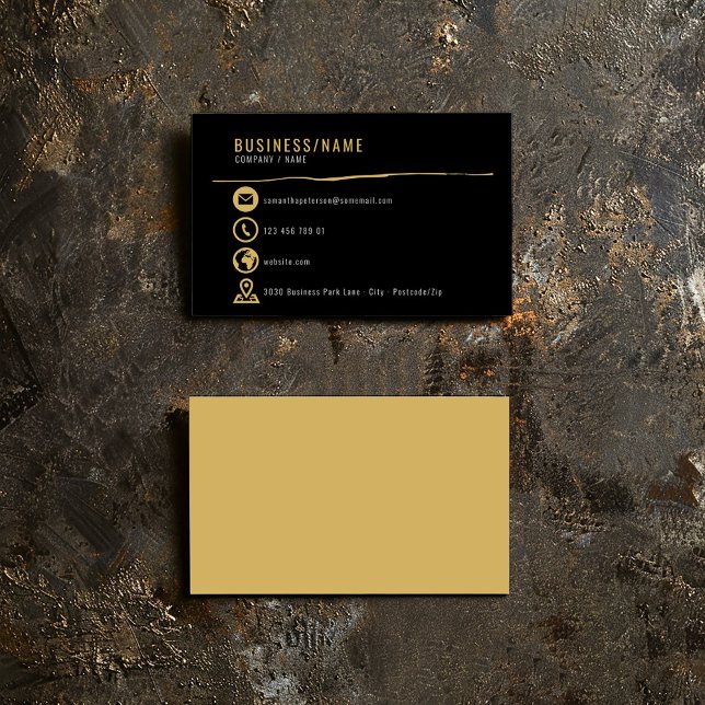 Gold icons business card (Gold icons business card on a bold black background.)