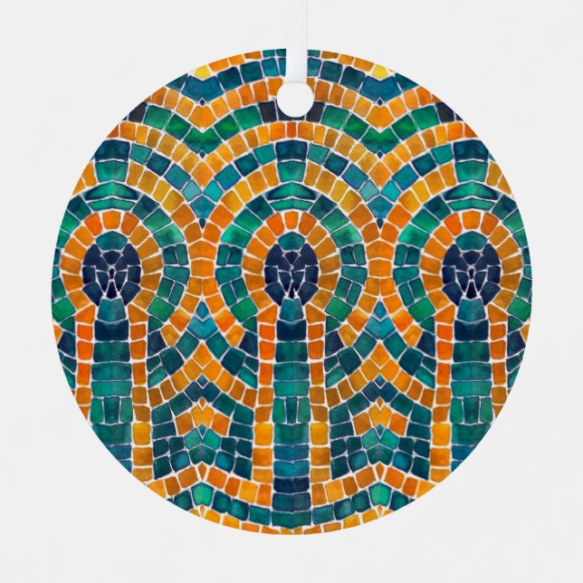 GOLD ICONS MOSAIC Metal Circle Ornament (Front)