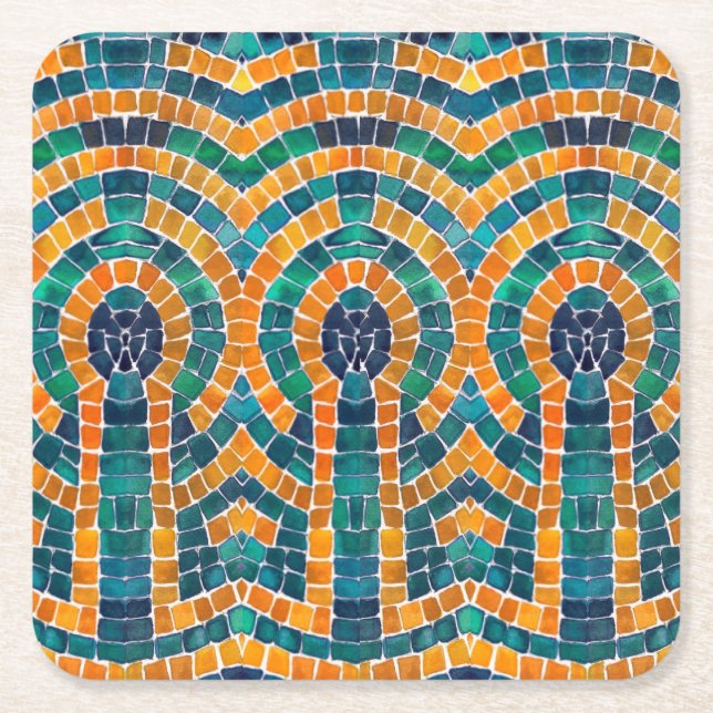 GOLD ICONS MOSAIC Square Paper Coasters (Front)