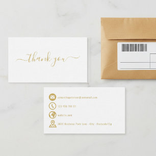 Gold icons simple white thank you enclosure card