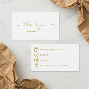 Gold icons white thank you enclosure card