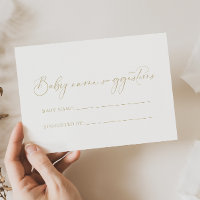Gold Idyllic Baby Name Suggestions Card