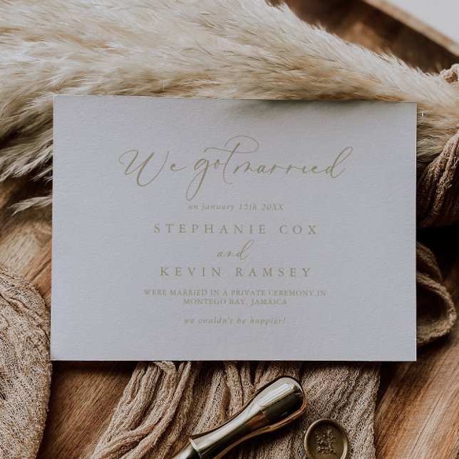 Gold Idyllic Calligraphy Elopement Announcement (Creator Uploaded)