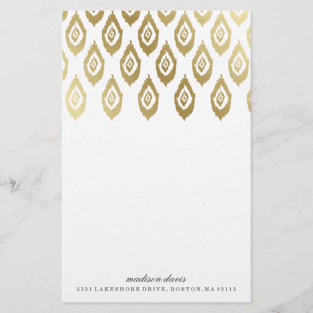 Gold Ikat | Personalised Stationery (Front)