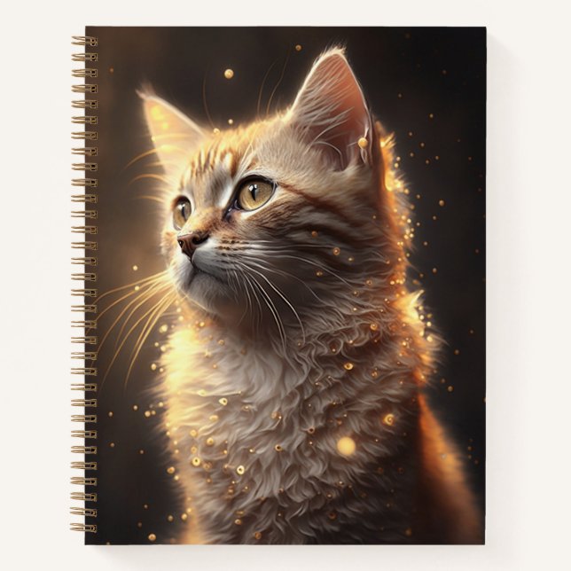Gold Illuminated Cat Notebook (Front)