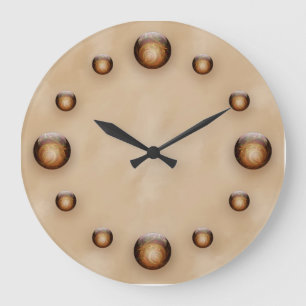 Gold, Illuminated Glass Gems against Tan Texture Large Clock