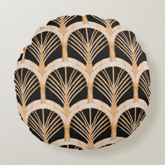 Gold imitation: watercolor art deco. round cushion
