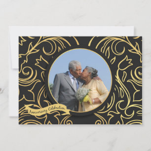 Gold Impression Photo Anniversary Invitation