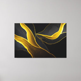 Gold in Black Flow Canvas Print